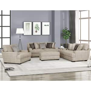 Niel 78 in. Beige Solid Fabric 2-Seater Loveseat With T Seat Cushions