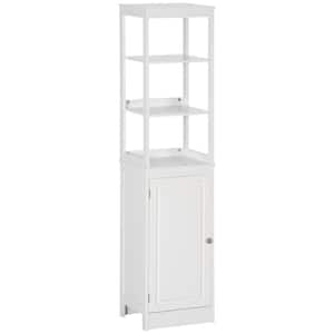 Linen Tower Bathroom Storage Cabinet Tall Slim Side Organizer with Shelf-Walnut