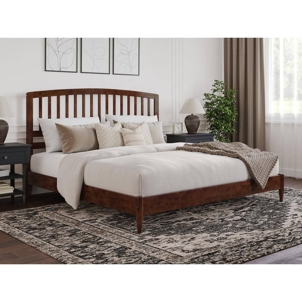 AFI Quincy Walnut Brown Solid Wood Frame King Low Profile Platform Bed ...