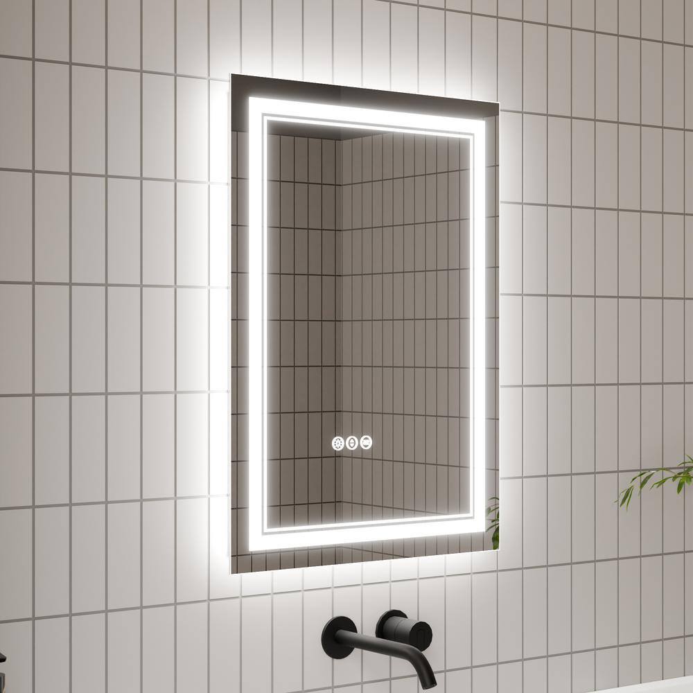 ANGELES HOME 20 in. W x 28 in. H Rectangular Frameless Anti-Fog Backlit ...