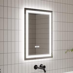 20 in. W x 28 in. H Rectangular Frameless Anti-Fog Backlit Front Lighted Wall LED Bathroom Vanity Mirror, Tempered Glass