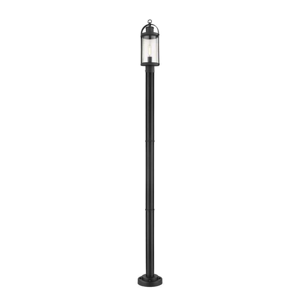 Roundhouse 1-Light Black 94 in. Aluminum Hardwired Outdoor Weather ...