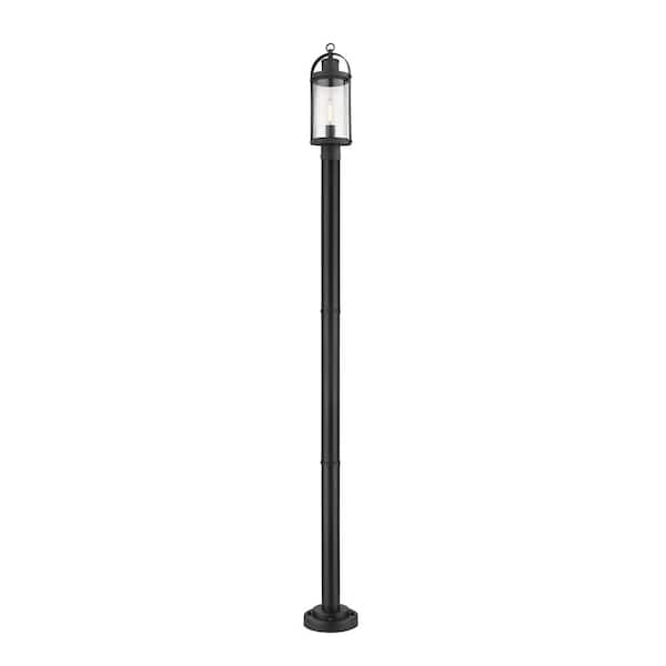 Roundhouse 1-Light Black 94 in. Aluminum Hardwired Outdoor Weather ...