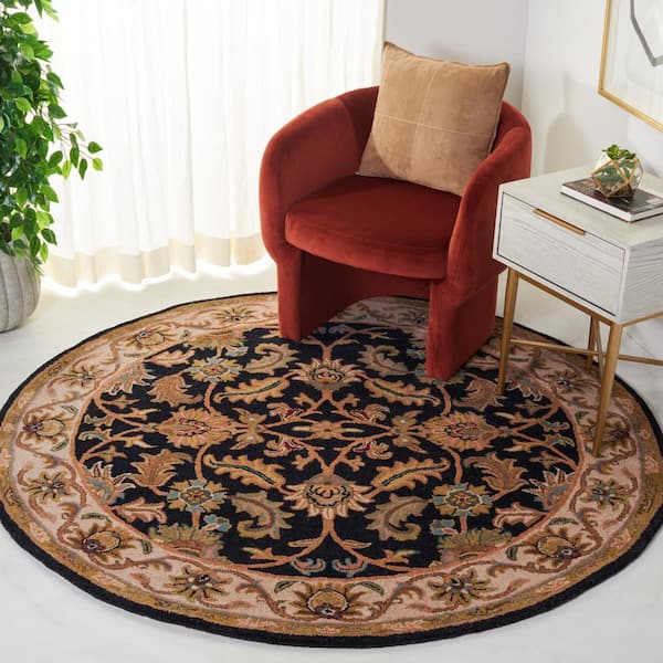 Heritage Black/Beige 6 ft. x 6 ft. Round Border Area Rug
