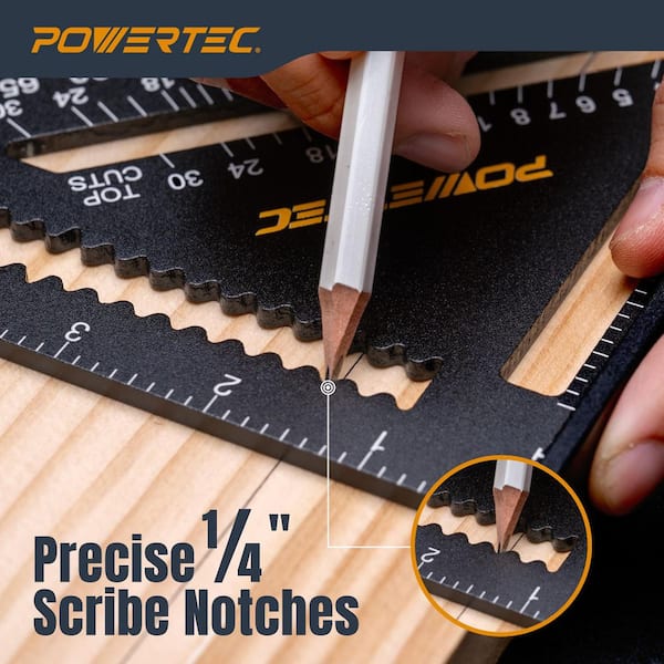 POWERTEC 7 in. Rafter Square, Aluminum Carpenter Square for