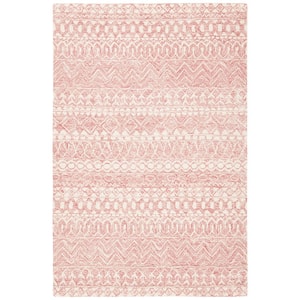 Micro-Loop Pink/Ivory Doormat 3 ft. x 4 ft. Distressed Tribal Area Rug