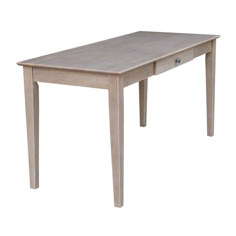 Transitional 60'' Washed Gray Taupe Home Office Desk with Drawer