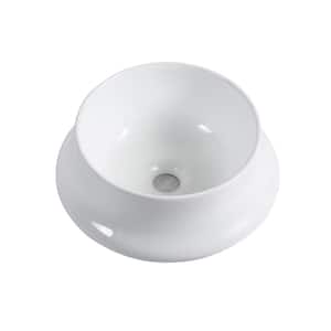 14.17 in. White Ceramic Topmount Oval Bathroom Vessel Sink Basin