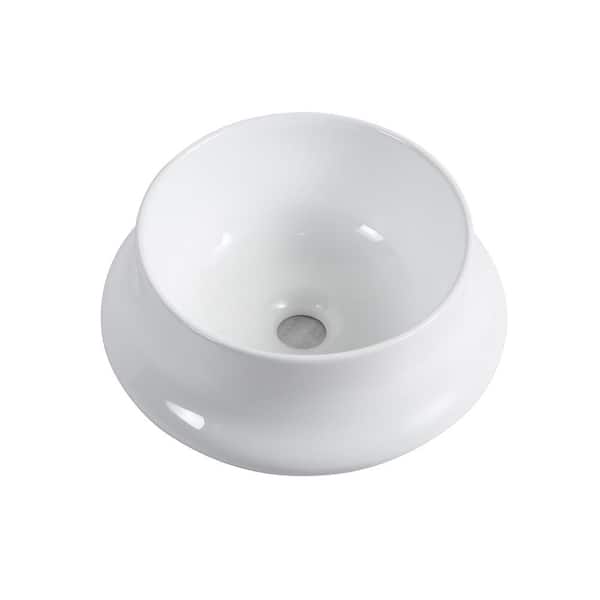 Maincraft 14.17 in. White Ceramic Topmount Oval Bathroom Vessel Sink Basin