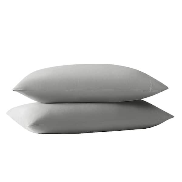 Truly Soft Green Recycled Polyester Solid Grey Standard Pillowcase Pair