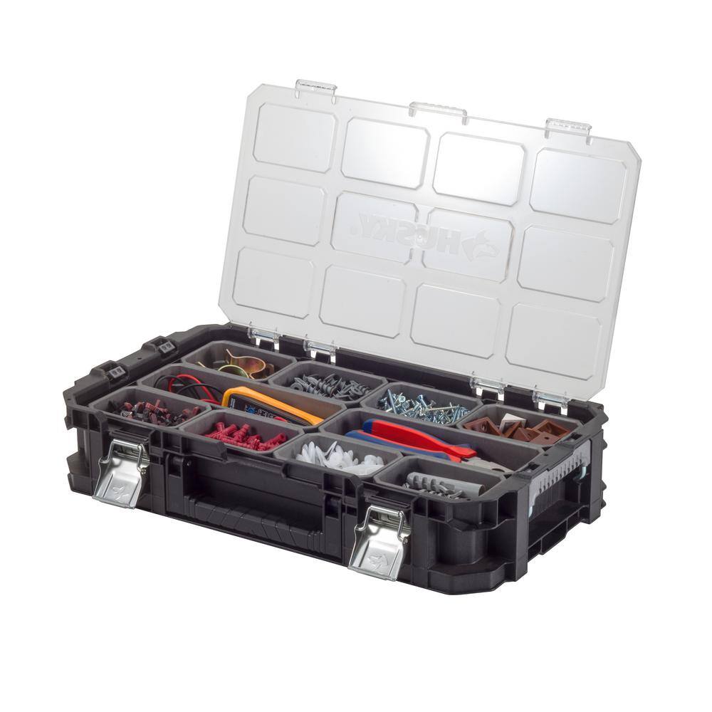 AB Tools 21 Compartment Adjustable Tool Storage Case, Plastic Organiser Box With Lid