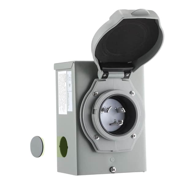 30 Amp Outdoor Generator Inlet Box, 3-Prong Locking Plug, Weatherproof Power Box with LED, 125/250V, 7500W, ETL Listed