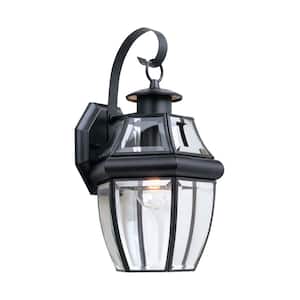 Lancaster Wall Lantern Sconce 1-Light Traditional Outdoor 14 in. Black Fixture