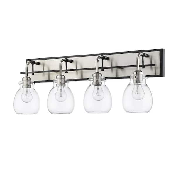Filament Design 4 Light Matte Black And Brushed Nickel Vanity With Clear Glass Hd Te36319 Brushed Nickel Vanity Light, Five Light Vanity Fixture Black