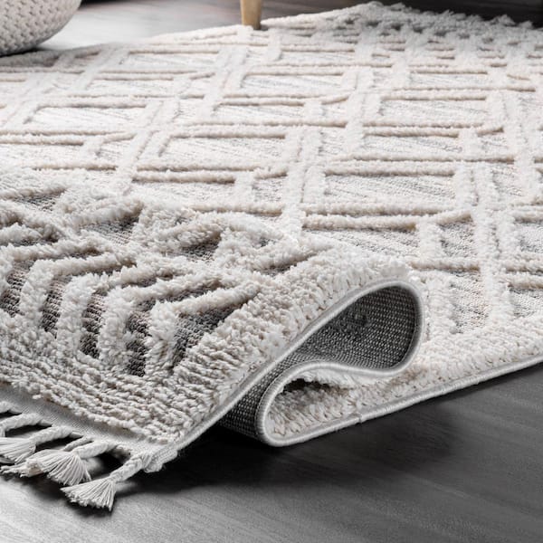 nuLOOM Ansley Textured Lattice Tassel Beige 2 ft. x 6 ft nuLOOM Ansley Textured Lattice Tassel Beige 2 ft. x 6 ft