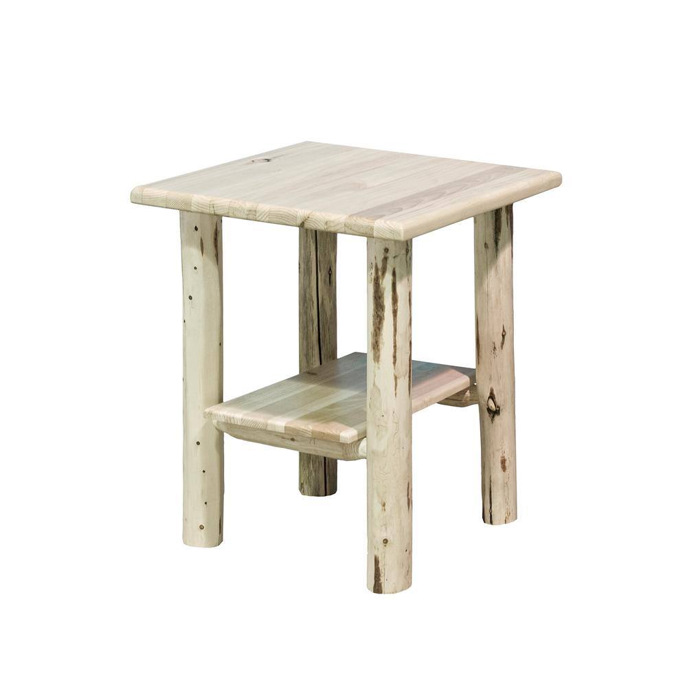 Rustic Lodgepole Pine Solid Wood Nightstand - Natural Finish
