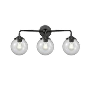 Beacon 24 in. 3-Light Oil Rubbed Bronze Vanity Light with Seedy Glass Shade