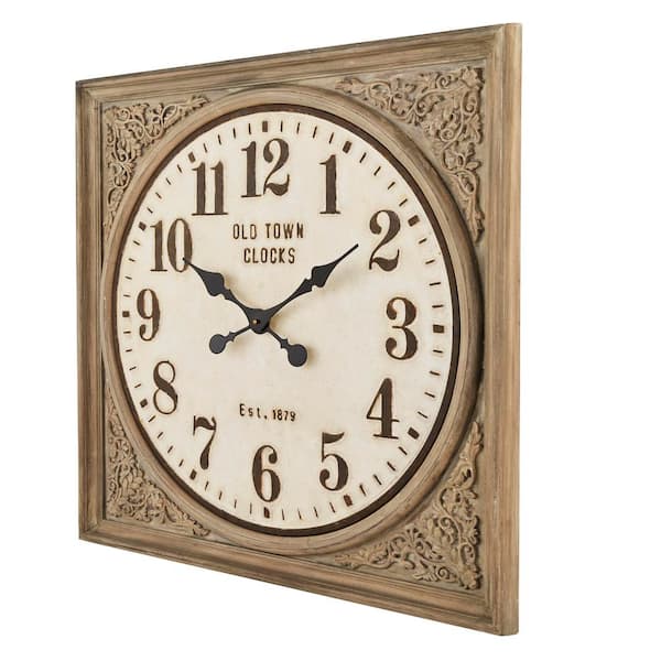 Home Decorators Collection Large Square, Square Wooden Frame Wall Clock