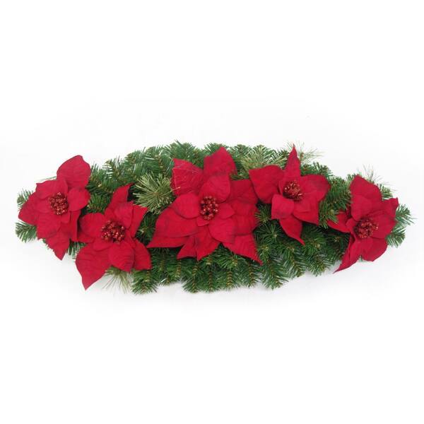 Unbranded 32 in. Unlit Christmas Poinsettia Mailbox Swag