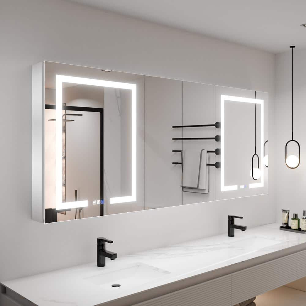 Shine 72 in.W x 30 in.H Rectangular Aluminum Recessed/Surface Mount Dual Swing Medicine Cabinet with Mirror LED price history on PriceWatchPro