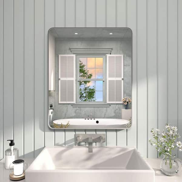 30 in. W x 36 in. H Rectangular Framed Wall Bathroom Vanity Mirror in Gun Grey