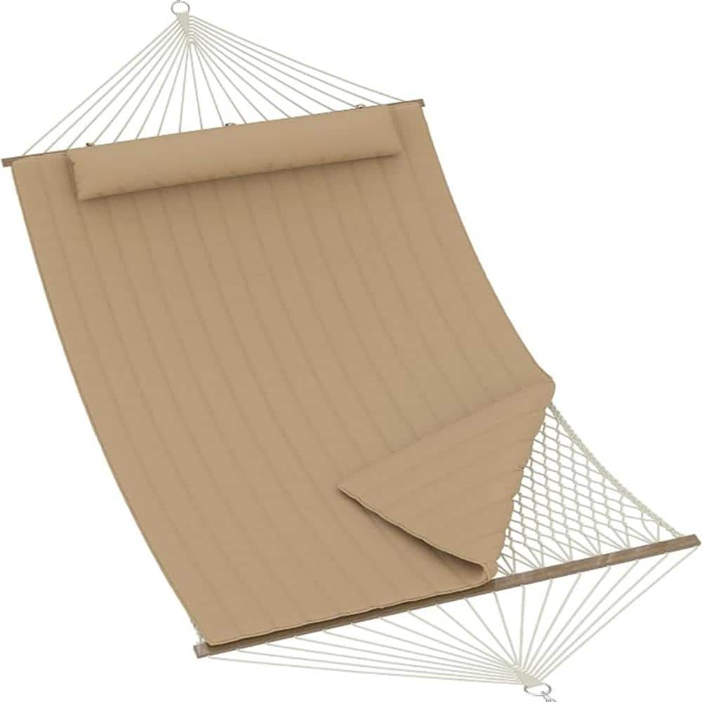 Double Hammock with Stand, 2-Person Cotton Rope Hammock, Detachable Quilted Pad & Pillow, Heavy Duty Steel Frame price history on PriceWatchPro