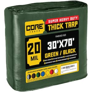 30 ft. x 70 ft. Green/Black 20 Mil Heavy Duty Polyethylene Tarp, Waterproof, UV Resistant, Rip and Tear Proof