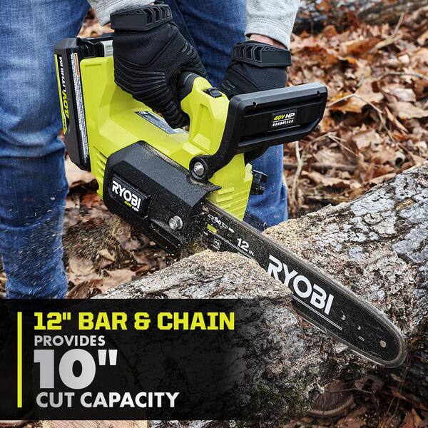 RYOBI 40V HP Brushless 12 in. Top Handle Battery Chainsaw w/Extra