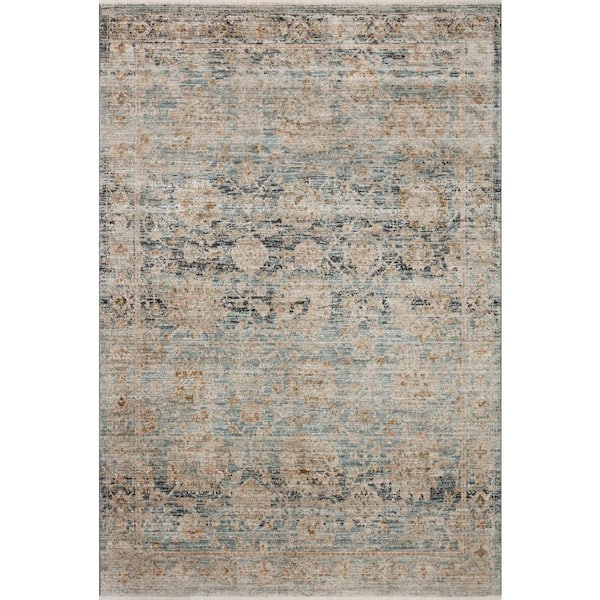 Jean Stoffer Katherine Ocean / Coral 9 ft. 6 in. x 13 ft. 1 in. Traditional Area Rug