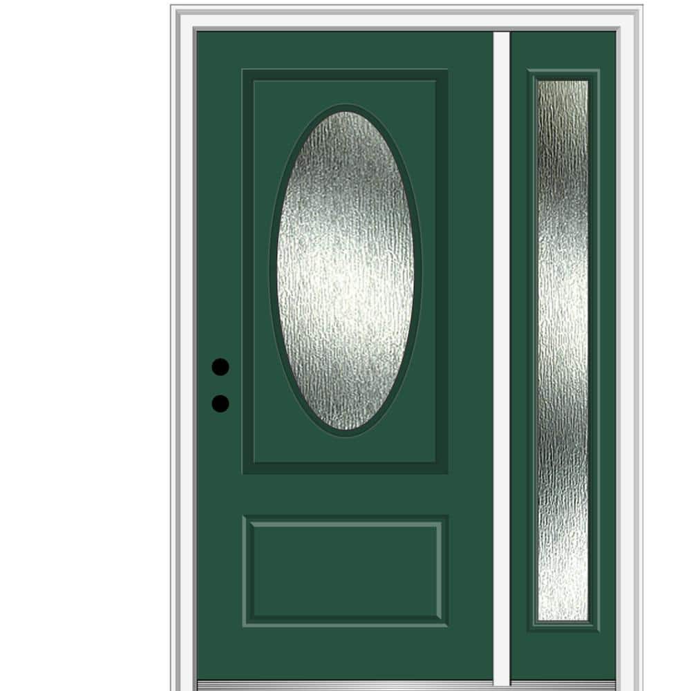 50 in. x 80 in. Right-Hand Inswing Rain Glass Hunter Green Fiberglass Prehung Front Door on 4-9/16 in. Frame price history on PriceWatchPro