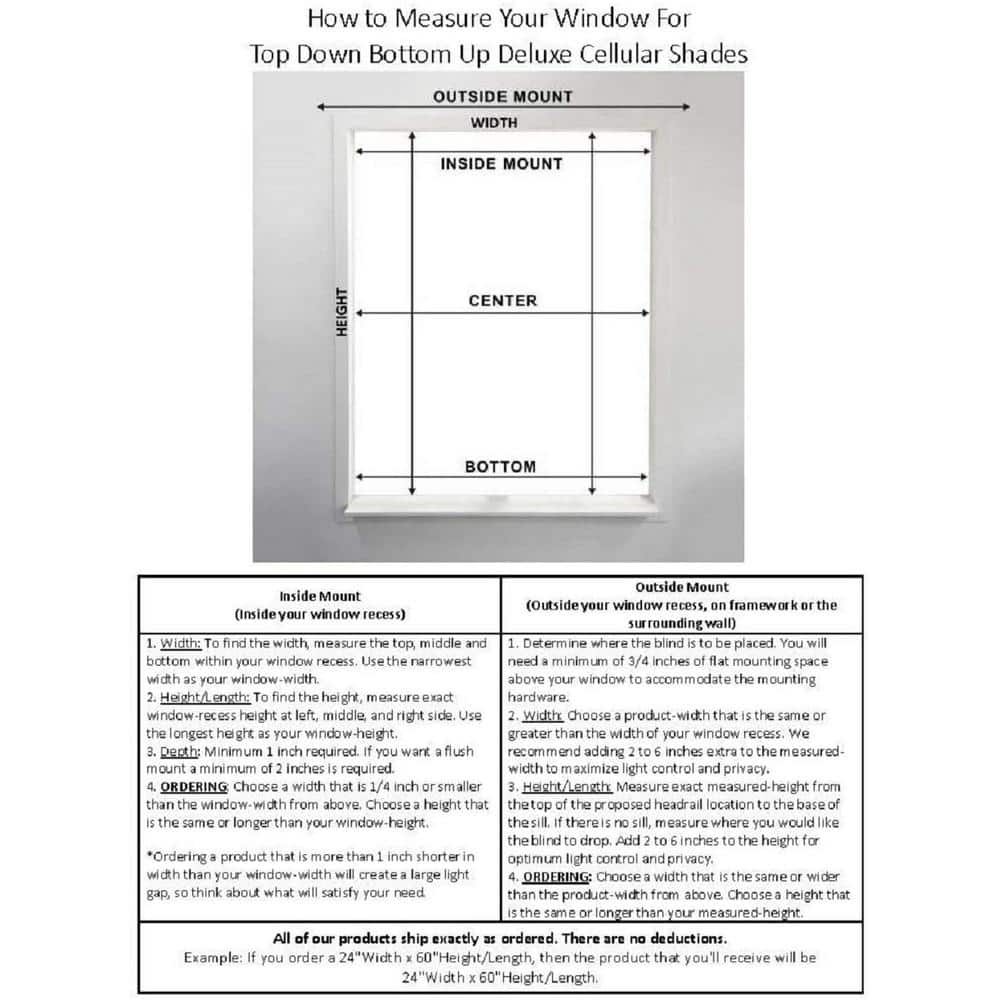 White Cordless Top Down Bottom Up Cellular Shade 32" x 60"