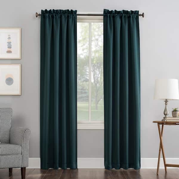 Sun Zero Gavin Energy Saving Teal Polyester 40 in. W x 63 in. L Rod Pocket Blackout Curtain (Single Panel)