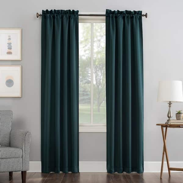 Sun Zero Gavin Energy Saving Teal Polyester 40 in. W x 84 in. L Rod ...