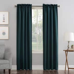 Gavin Energy Saving Teal Polyester 40 in. W x 95 in. L Rod Pocket Blackout Curtain (Single Panel)