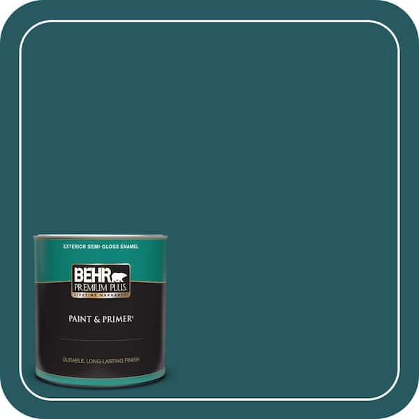 BEHR PREMIUM PLUS 1 qt. #PPF-56 Terrace Teal Semi-Gloss Enamel Exterior Paint & Primer