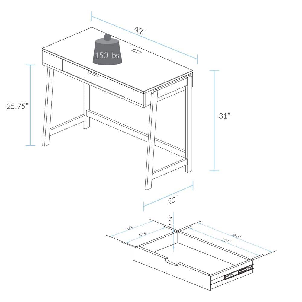 Neorustic White and Maple Desk with USB Ports