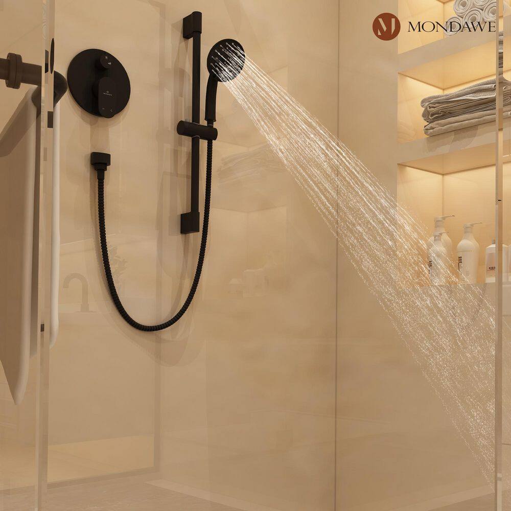 Matte Black Adjustable Multi-Head Rain Shower System with Handheld