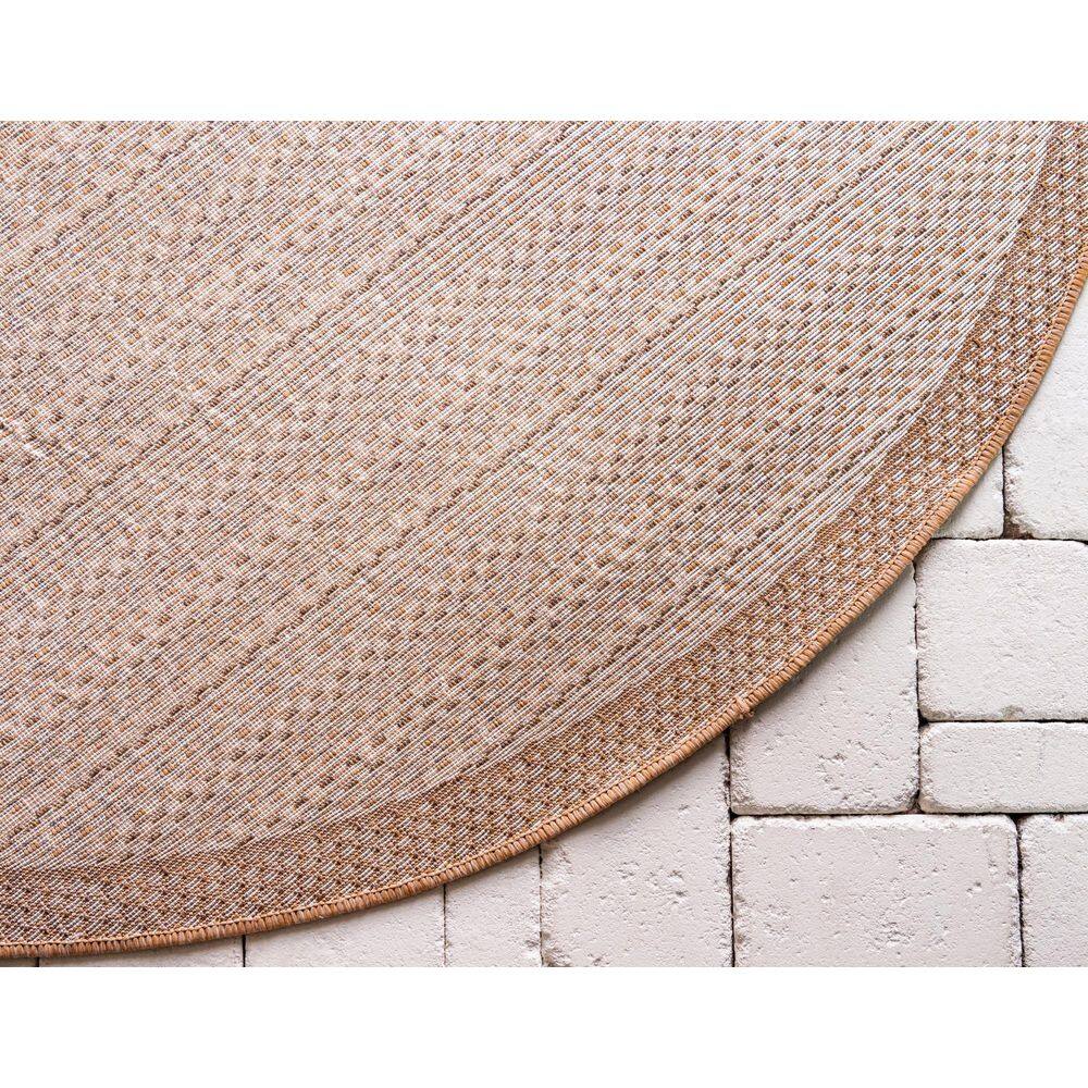 Easy-Care Reversible Stripe Round Outdoor Rug, 6'1", Light Brown