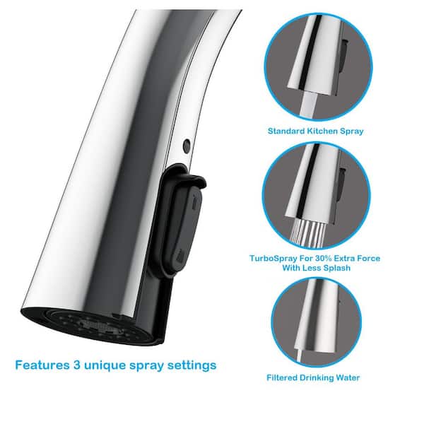 Eagleton Single-Handle Pull-Down Sprayer Kitchen Faucet with Water Filter in Chrome