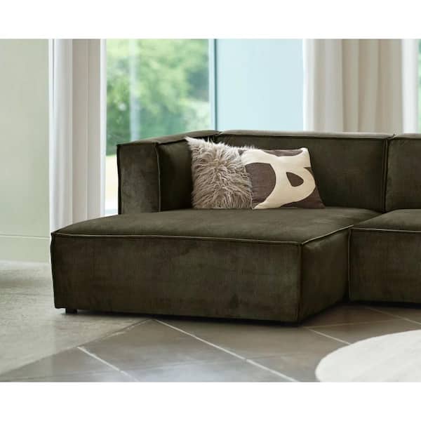 Nyhus Dockson Olive Green Polyester Corduroy Left Side Facing Chaise Lounge
