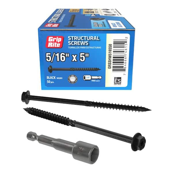 5/16 in. x 5 in. Dual Drive Washer Head Structural Screws 50 per Box