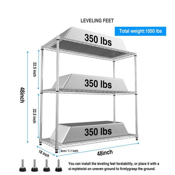 Chrome 3 Tier Metal Pantry Organizer Adjustable Metal Storage