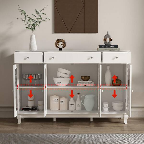 Low sideboard in white and gray vintage style - Mobili Rebecca