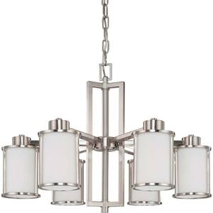 Andra 6-Light Brushed Nickel Convertible Chandelier with Satin White Glass