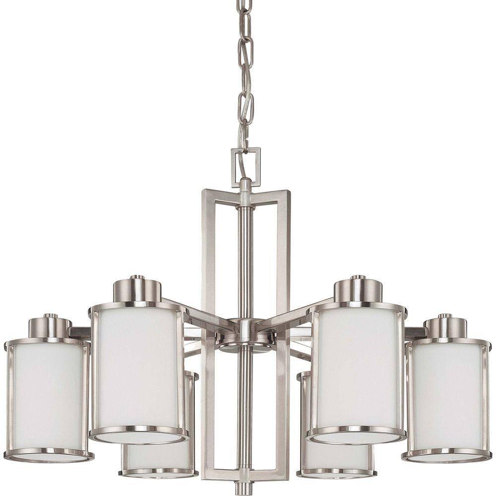 SATCO:Satco 6-Light Brushed Nickel Convertible Chandelier with Satin ...