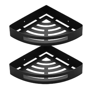 Wall Mounted Triangular Corner Shower Caddy in Matte Black (2-Pieces)