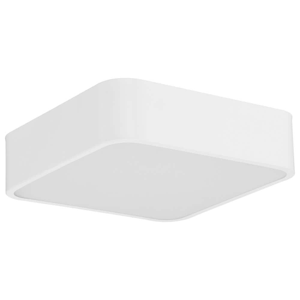 Granada Sleek White Glass 12" LED Flush Mount Ceiling Light