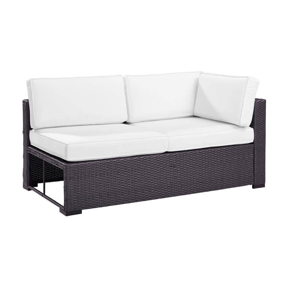 Biscayne White Cushioned Wicker Two-Seat Outdoor Loveseat