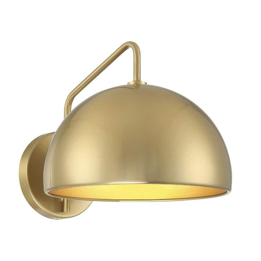 10 in. W x 8.5 in. H 1-Light Natural Brass Wall Sconce with Metal Dome Shade -  Savoy House, M90094NB