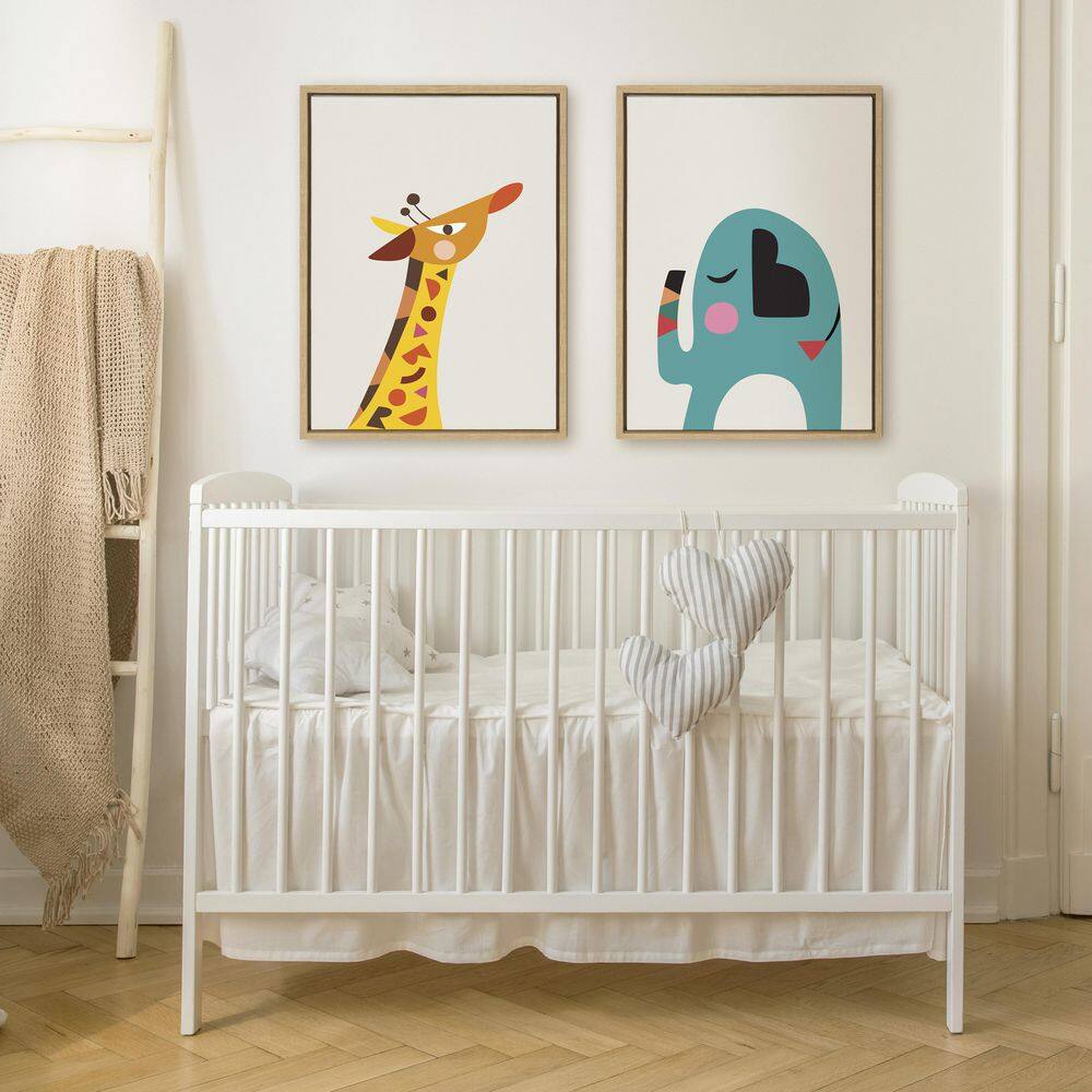 Colorful Mid Century Modern Baby Elephant Canvas Wall Art